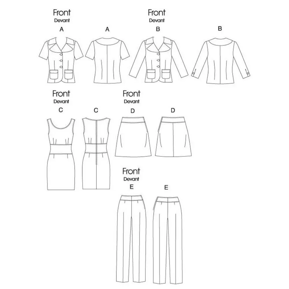 Butterick Sewing Pattern 5619 Jacket Dress Skirt Pants Size 16-22‎